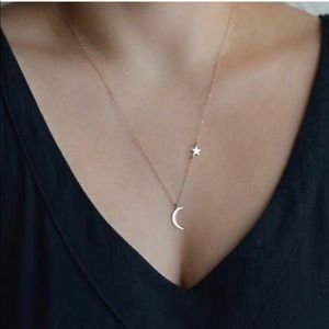Silver Moon and star necklace